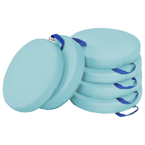 ECR4Kids SoftZone Floor Cushions, Round, Flexible Seating, Seafoam, 6-Piece