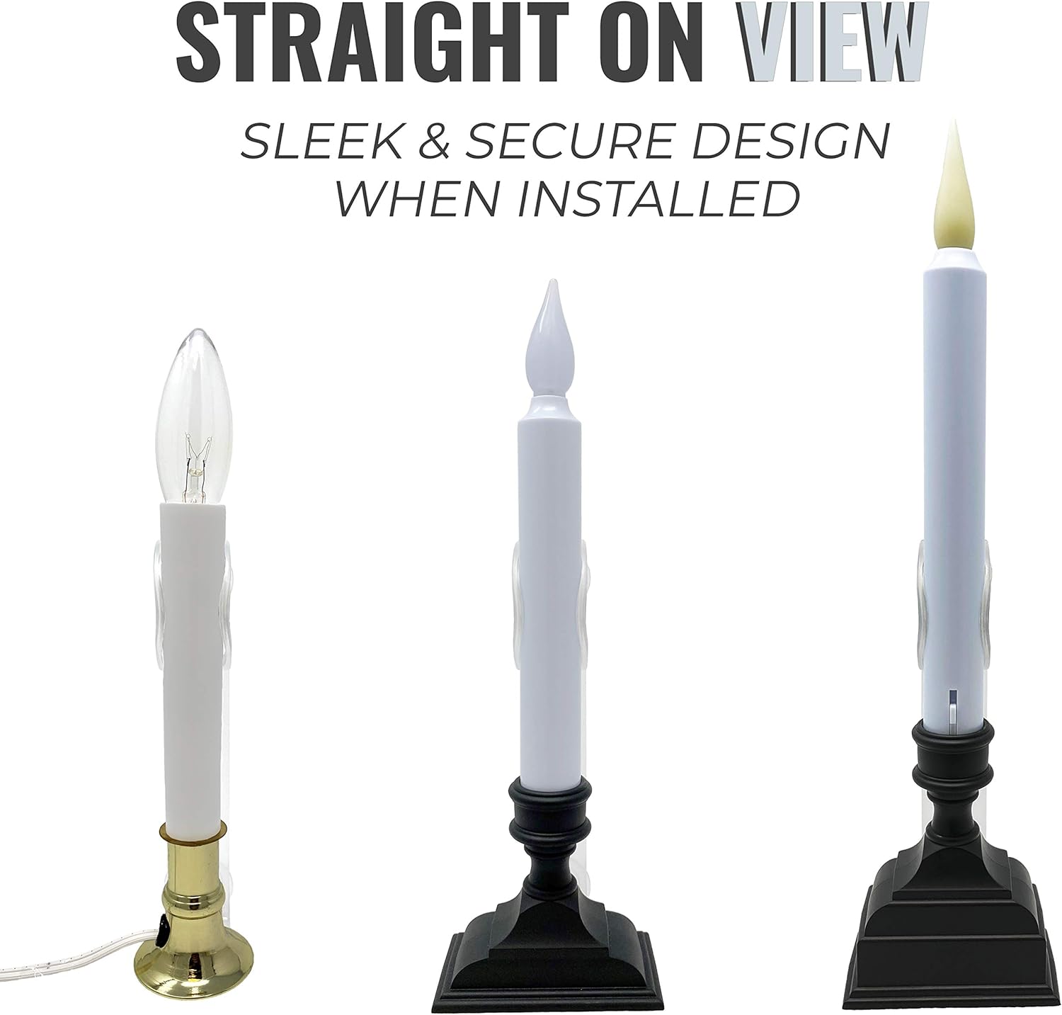 612 Vermont Window Candle Holders - Suction Cups & Safety Bracket | Fits Most Battery & Electric Candles (Pack of 4)