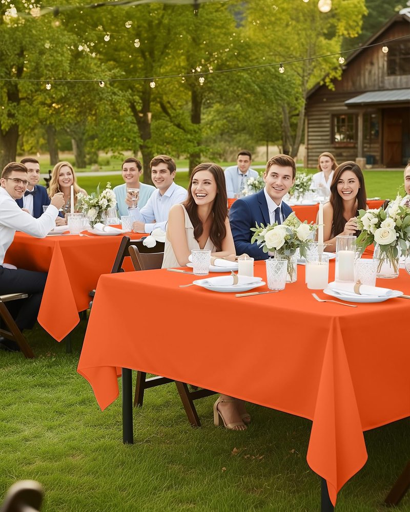 Utopia Kitchen Rectangle Table Cloth 2 Pack(60x102 Inches, Orange), Tablecloth Machine Washable, Polyester Table Cover for Dining, Buffet Parties, Picnics, Events, Weddings and Restaurants