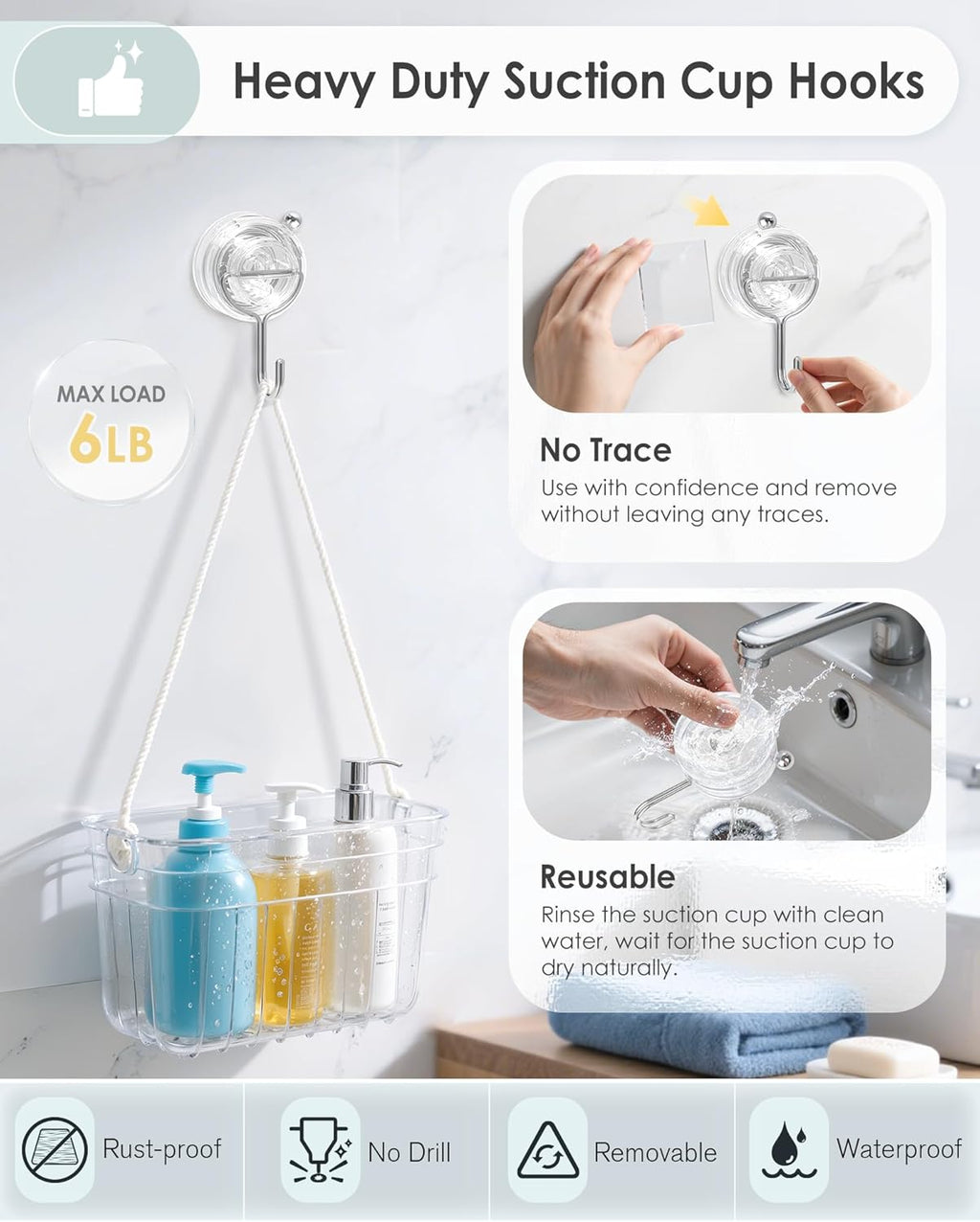 Upgrade Suction Cup Hooks by [Brand Name] - Heavy Duty Clear Towel Hooks for Bathroom | 4 Pack