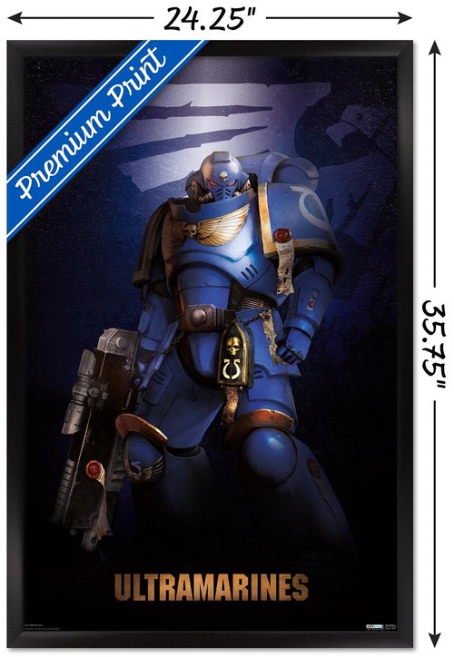 Warhammer 40K - Ultramarine Wall Poster, 34L" x 22.4W", Black Framed Version
