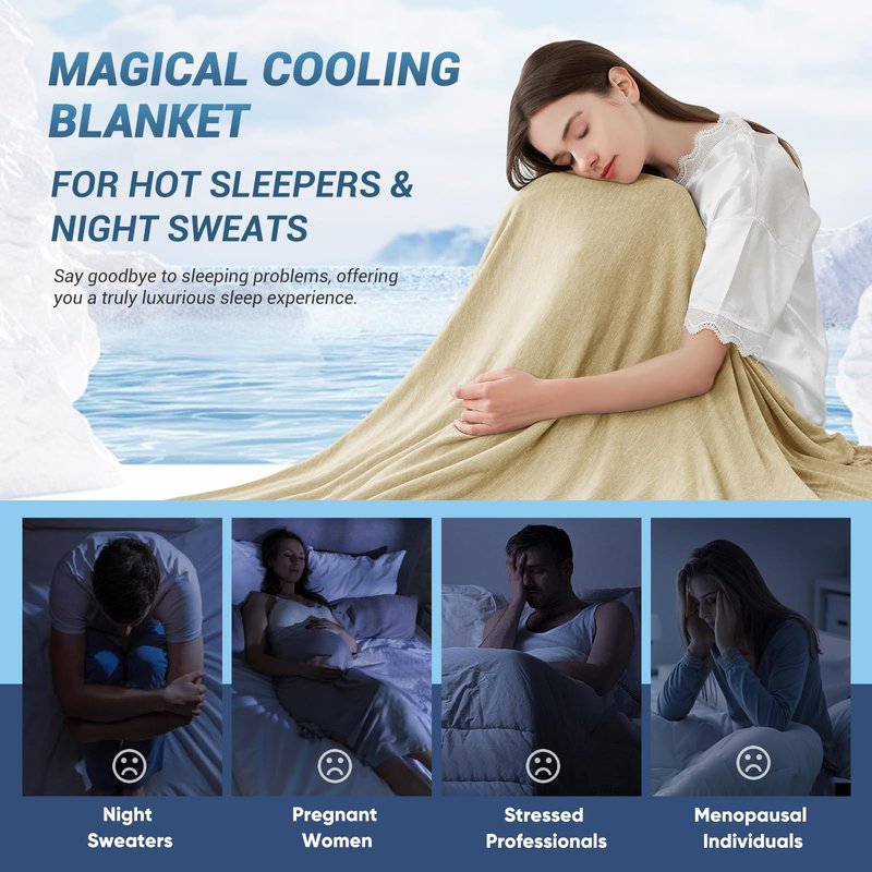 LUXEAR Cooling Blanket Queen, Glow in The Dark Cool Blanket with Star Cosmic for Boys Girls, Absorbs Heat to Keep Body Cool All Night, Lightweight Summer Cool Blankets for Sleeping - Glow Blue