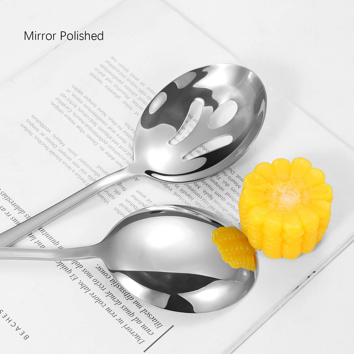 Polished Stainless Steel Serving Utensils Set - 8-Piece Serving Spoons, Forks & Ladles for Parties | Dishwasher Safe