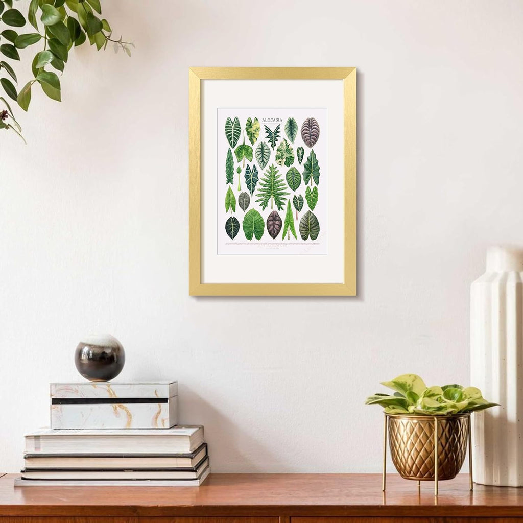 Upsimples A4 Picture Frame - Elegant Gold Wall Hanging for 6x8 Photos with Mat or 8.3x11.7 Without