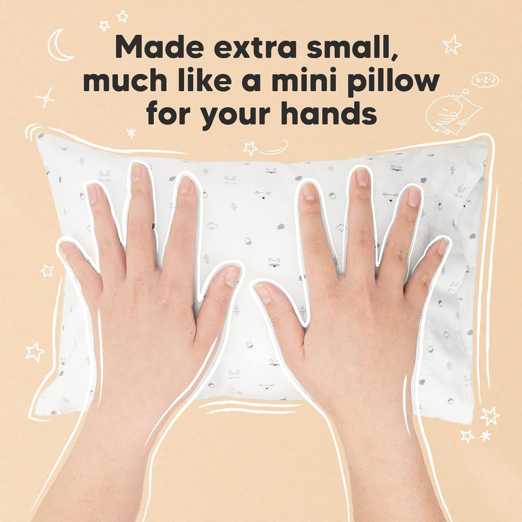 My Little Dreamy Mini Toddler Pillow - Soft Organic Cotton Travel Pillow with Case, 9x13 (Acorn)