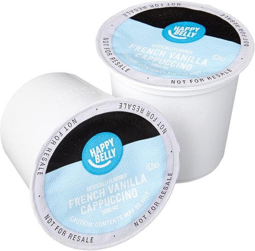 Happy Belly Cappuccino Coffee Pods - Light Roast French Vanilla Flavor | 24 Count, 12.7 Ounce Compatible with 2.0 K-Cup Brewers