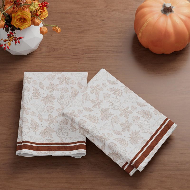 XCHI Fall Sketch Pumpkin Maple Leaf Dish Towels 18x26 Inch Hand Kitchen Towels Dishcloth Home Decorations Set of 2