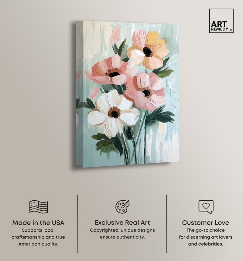 Art Remedy Ethereal Petal Glow II Canvas Pastel Floral Art, Gallery Wrapped, 10" x 15"