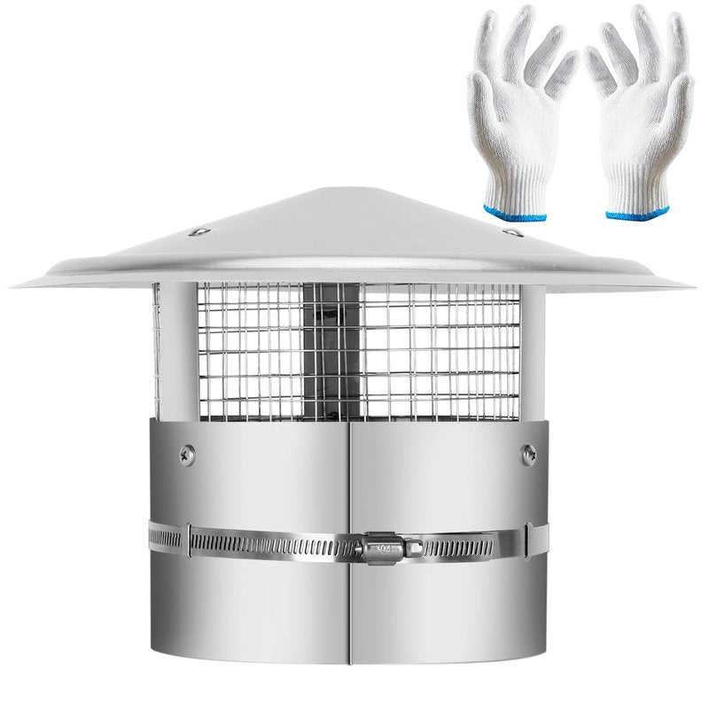 8 Inch Round Chimney Cap,Adjustable Roof Cap for Vents,Chimney Cap with Screen in Stainless Steel,Round Rain Cap for All-Round Chimney Protection,Round Roof Rain Chimney Cover,8 Inch Round Chimney Cap