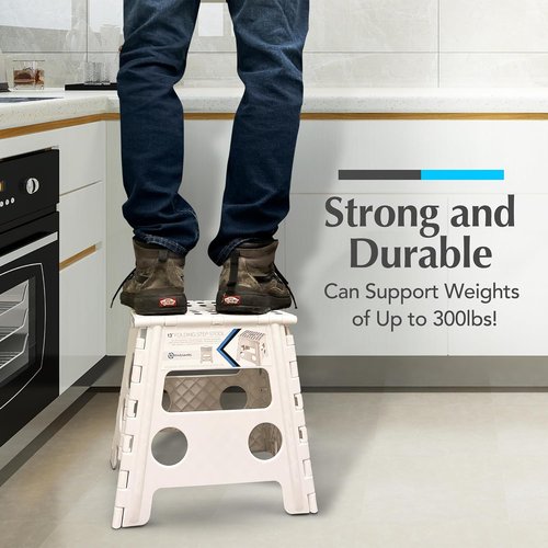 Handy Laundry Folding Step Stool - Lightweight & Sturdy for Adults and Kids - Easy One-Flip Design | White - 13 Inch
