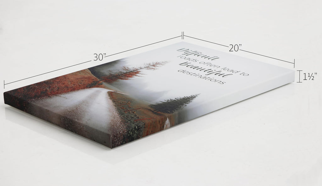 Inspirational Fall Decor Canvas for living room, office, or kitchen difficult roads often lead to beautiful destinations