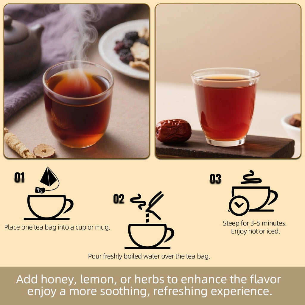 Ginseng Eight Treasures Tea Kidney Tea,Traditional Herbal Ginseng TEA, Natural Kidney tea for Women & Men, 8 Precious Ingredients Formula(2 Pack/30 Bags)