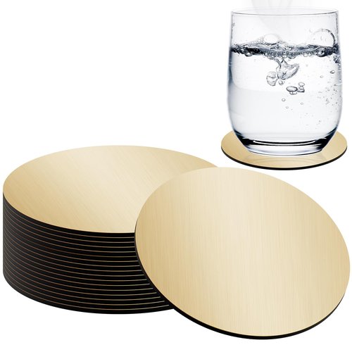 RMERVE Stainless Steel Coasters Set of 24, 4 Inches Gold Mirror Coasters, Non Slip Eva Base Round Modern Coaster for Drinks Coffee Table Glass Mug Cup Teacup