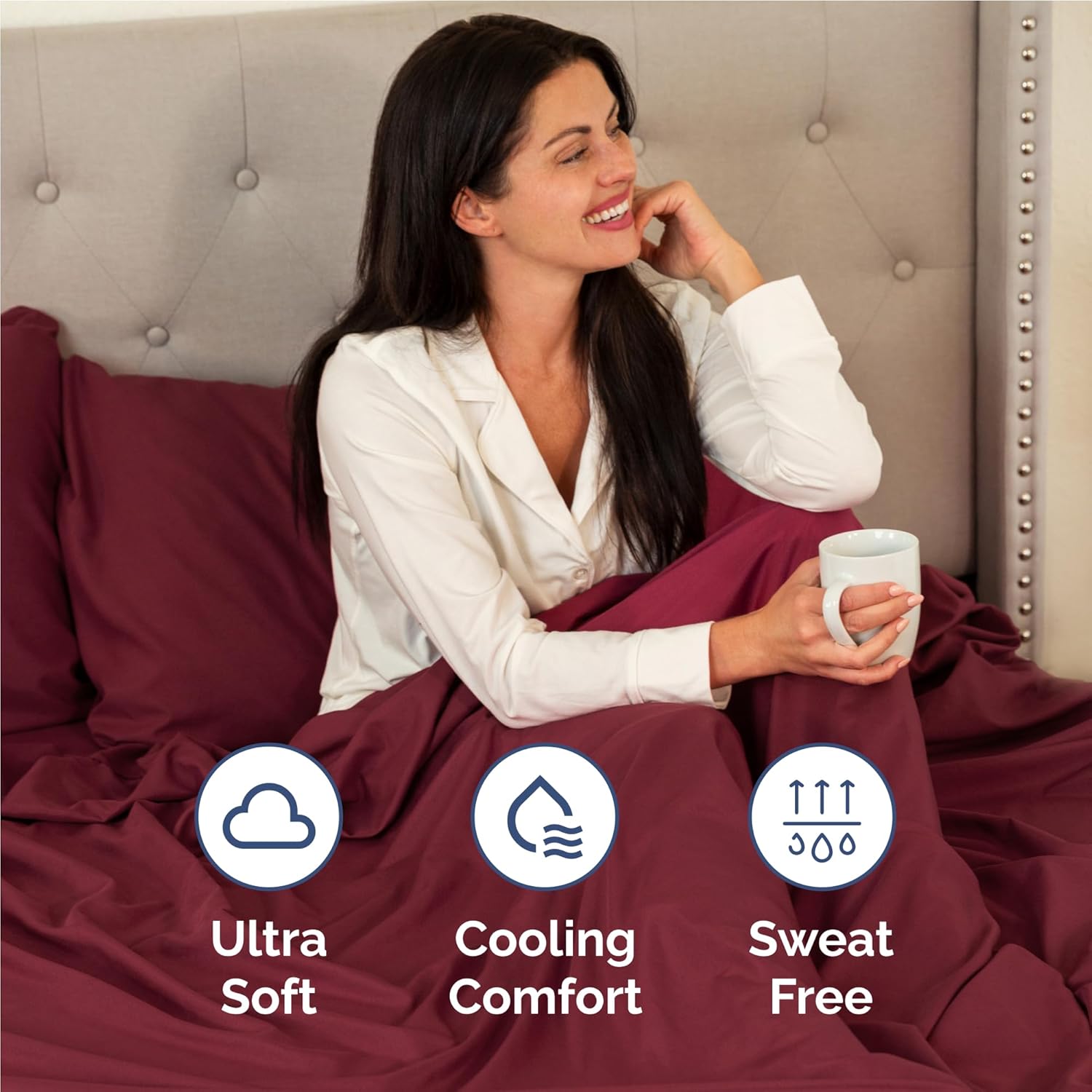 Skiennix Full Size 4 Piece Sheet Set - Comfy Cooling Bed Sheets - Ultra-Soft, Wrinkle-Free, Deep Pockets - Oeko-Tex Certified - Burgundy
