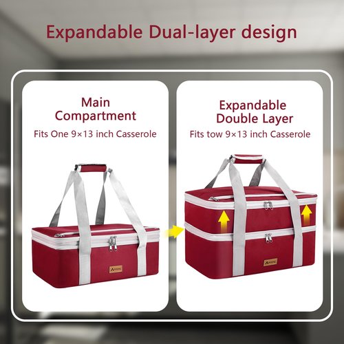 Arienng Insulated Casserole Carrier, Casserole Carriers For Hot Or Cold Food 9 * 13 Inch And 11 * 15 Inch Baking Pans, Keep Hot Or Cold Food Fresh
