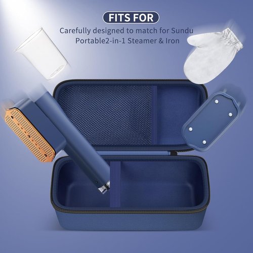 GWCASE Travel Steamer Case - Fits DRFLASH & Nesugar Models Up to 10.25"x5"x4" - Blue, Accessory Pocket