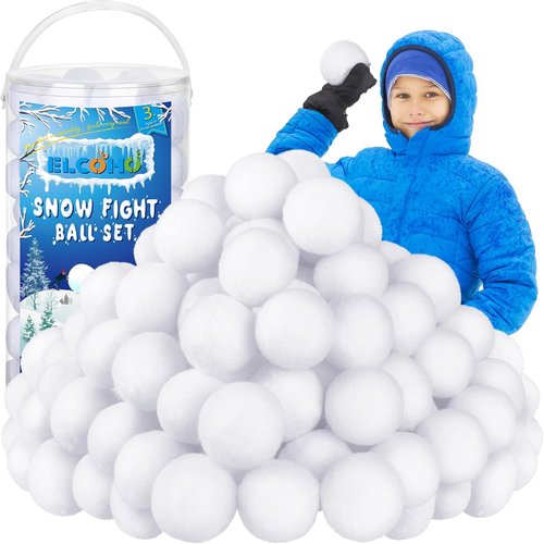 Elcoho 60-Piece Indoor Snow Fight Ball Set - 2.8 Inch Artificial Snowballs for Kids' Winter Games