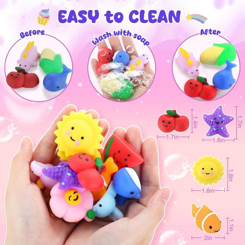 Zefy 80 Pcs Mochi Squishy Toys - Fun Fidget Toys for Kids | Perfect Valentine Party Favors & Classroom Prizes