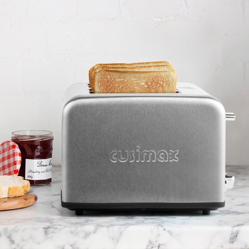 Stainless Steel Toaster, CUSIMAX 4 Slice Toaster with Smart LED Display, Exart Wide Slots, 6 Shade Settings, 1650 Watts, Bagel and Defrost Fuction, Cancel Button, Removable Crumb Trays