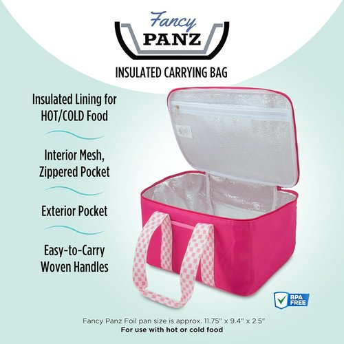 Fancy Panz - Insulated Casserole Carrier Bag in Pink - Keeps Food Hot or Cold | 2 Pockets, Perfect for Hosting