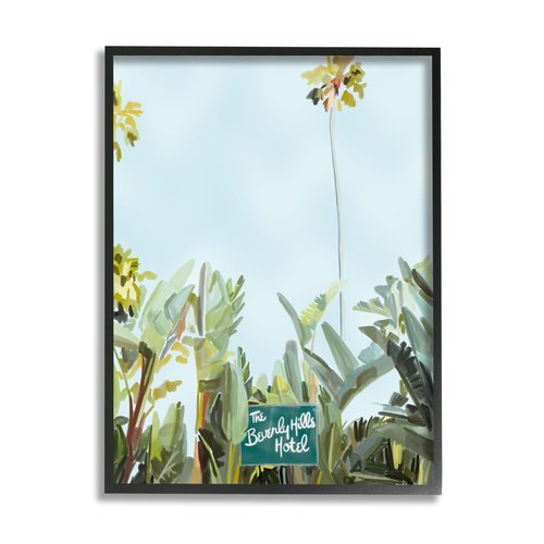 Stupell Industries Beverly Hills Hotel Plants Black Framed Giclee Art Design by Amelia Noyes, 11 x 14
