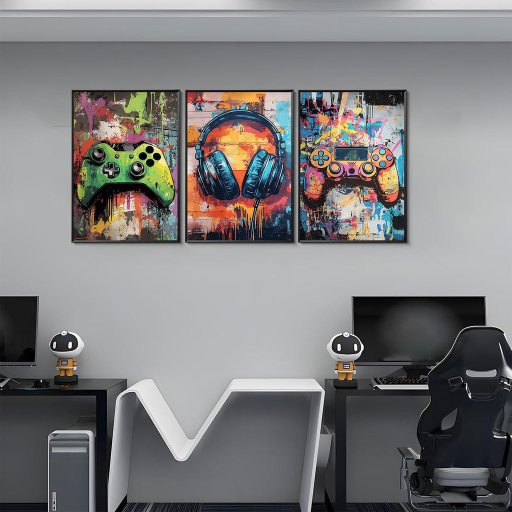 Skiennix Gaming Graffiti Canvas Wall Art - Cool Video Game Prints for Gamer Room | Unframed 16x24x3 Inch