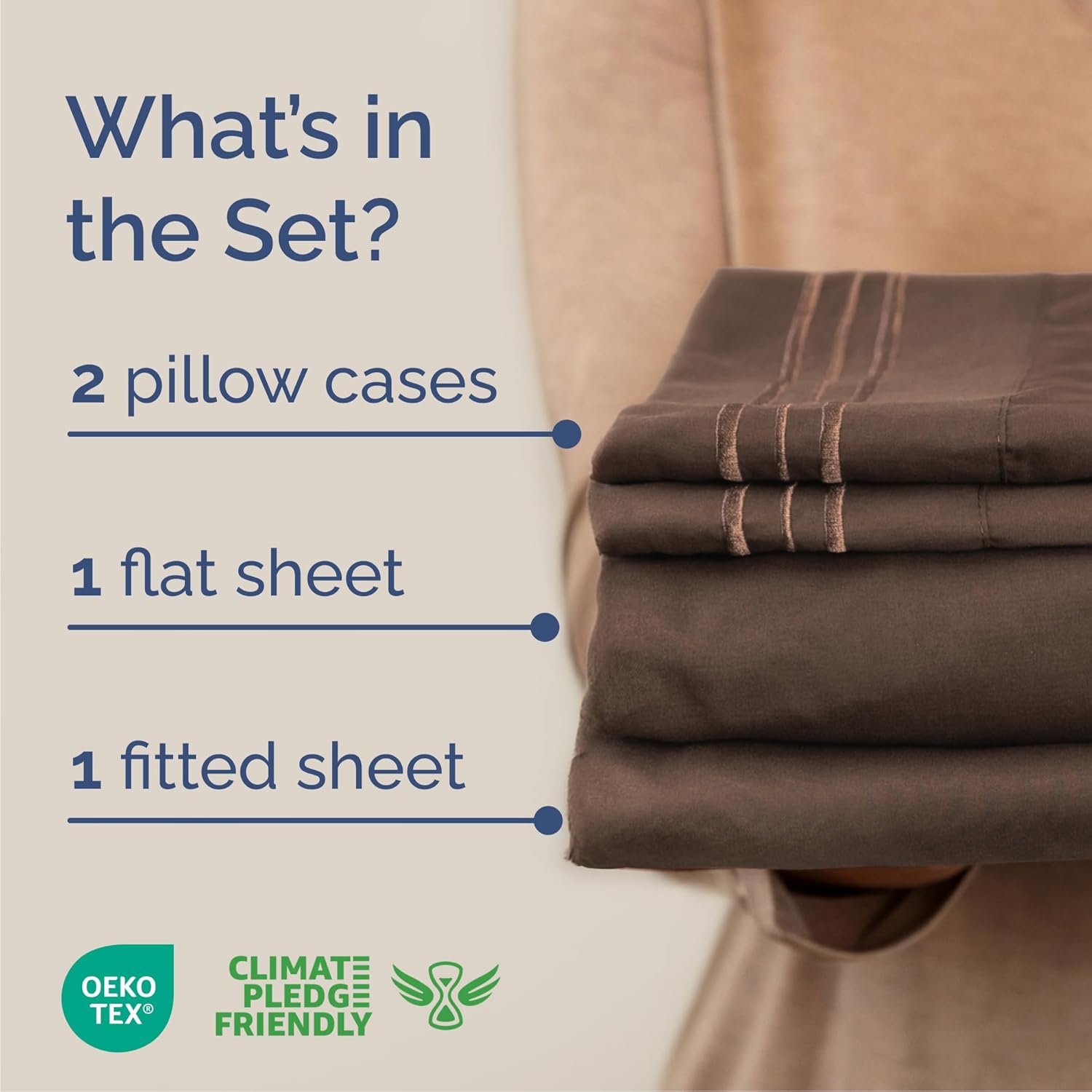Queen Size 4-Piece Sheet Set | Skiennix Comfy Breathable Cooling Bed Sheets - Ultra-Soft, Deep Pockets, Wrinkle-Free - Brown