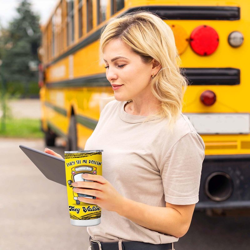 Bus Driver Appreciation Gifts - Stainless Steel Insulated 20OZ Tumbler Mug with Lid for Men, Women & Retired Drivers - Back to School Gift for Kids