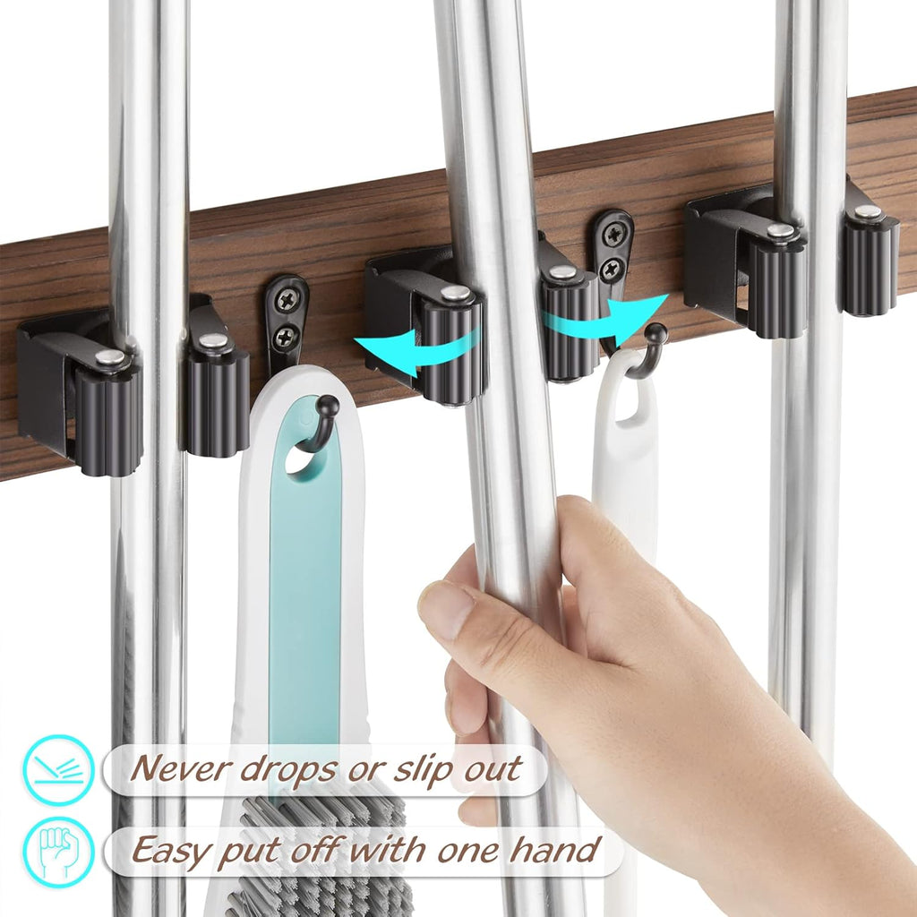 OUTNILI Broom Holder - Wall Mounted Coat Rack Bundle for Space-Saving Organization