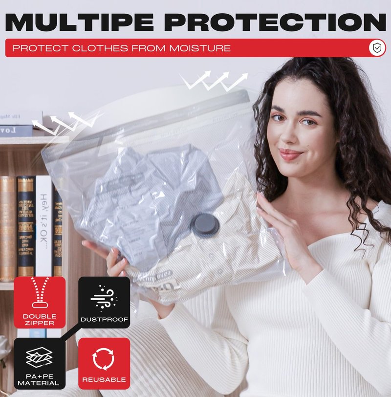 Travel Vacuum Storage Bags with Rechargeable USB Pump, 18 Pack Carry-On Size Compression Packing Bags for Luggage and Suitcase, Space Saver for Clothes and Clothing Travel