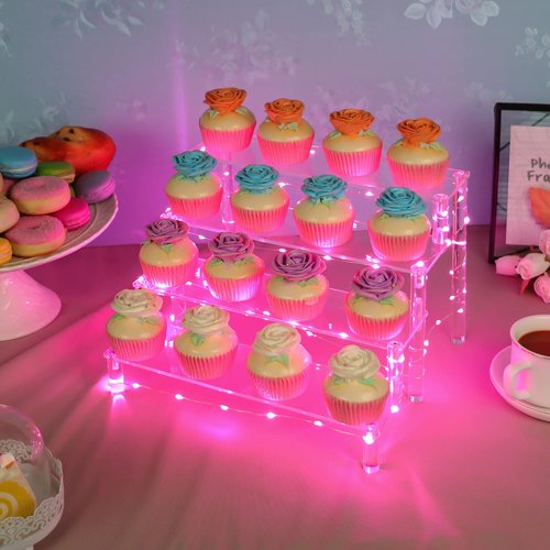 Display Shelf Cake Stand – 4 Tier Shelf Cake Pop Stand – Multifunctional and Durable Acrylic Stand – Mounting Hardware Included – Ideal for Desserts, Cosmetics, Glassware, Figurines