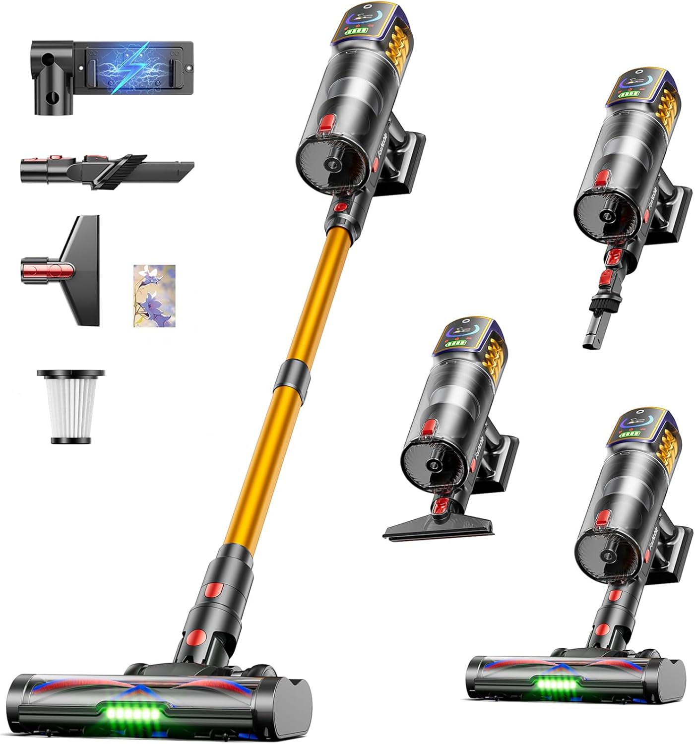 Skiennix Cordless Vacuum Cleaner - 55KPa Suction Power, 65 Minutes Runtime, LED Display, Self-Standing Design | Ideal for Hardwood Floors, Carpets, and Pet Hair
