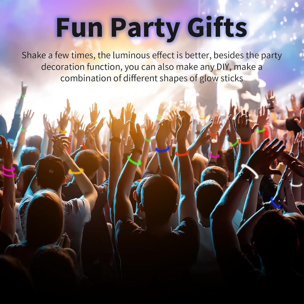 Skiennix 200-Pack 8'' Glow Sticks - Neon Yellow Light-Up Party Favors with Connectors for Birthdays & Holidays