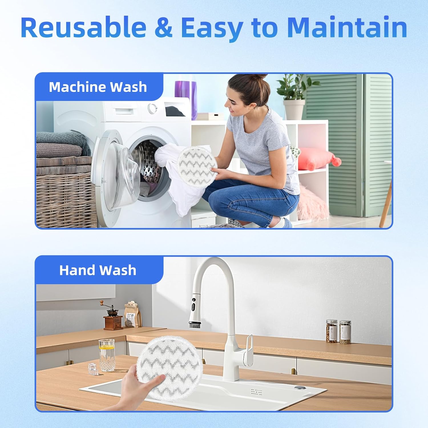VIEWALL Steam Mop Pads - Replacement for Shark S8000 Series | Soft Washable Dirt Grip - 8 Pack