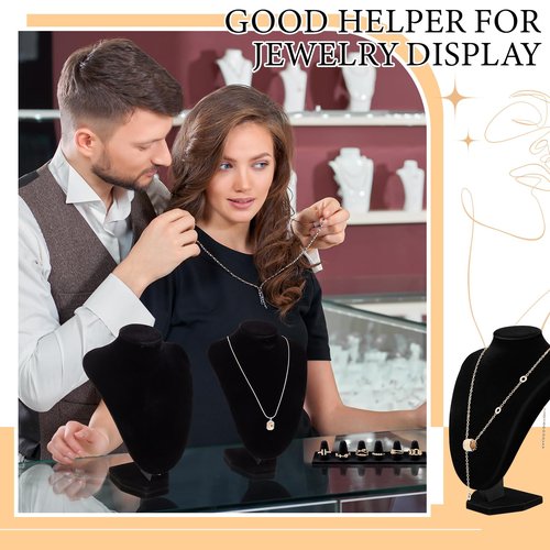Barydat 7 Pcs Black Velvet Jewelry Display Set for Shows, Necklace Bracelet Holder Jewelry Bust Holder Stand Ring Display Stand for Selling Craft Showcase Organizer