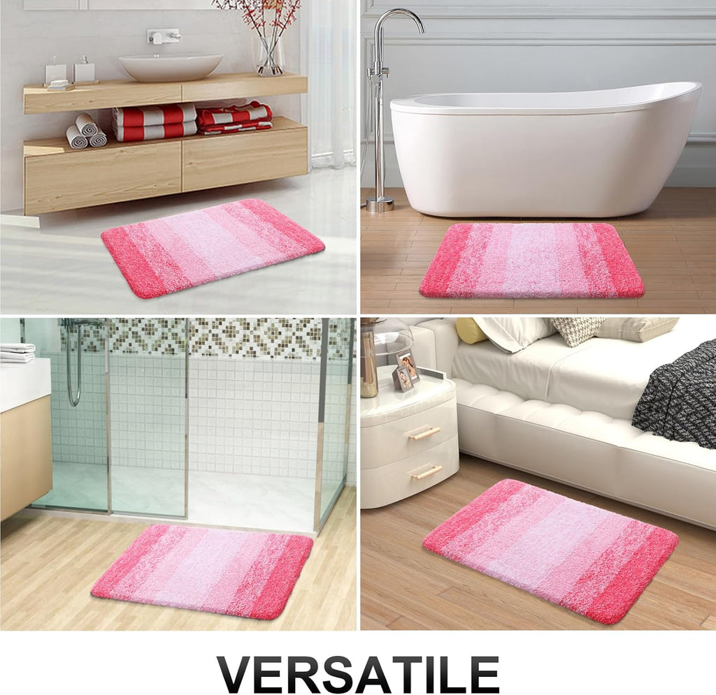 OLANLY Large Bathroom Rugs - Extra Soft Microfiber Mat 54x24 | Quick Dry & Machine Washable, Pink