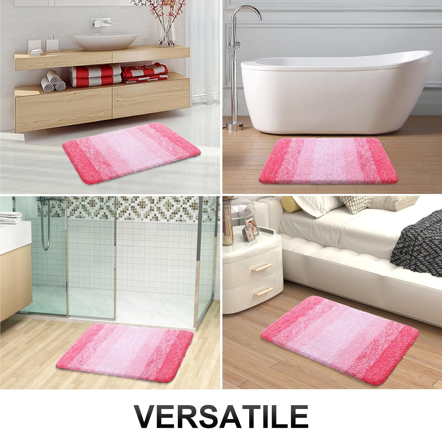 OLANLY Large Bathroom Rugs - Extra Soft Microfiber Mat 54x24 | Quick Dry & Machine Washable, Pink
