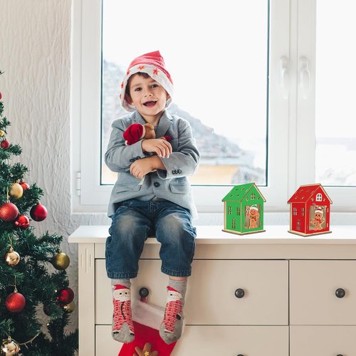 Fennoral 14-Pack Wooden Gingerbread House Craft Kit - DIY 3D Christmas Decorations for Kids
