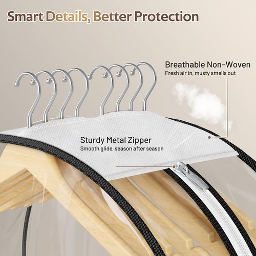 MISSLO 10" Gusseted Clear Garment Bags - 3 Pack 40" Suit Covers for Closet Storage & Clothing Protection