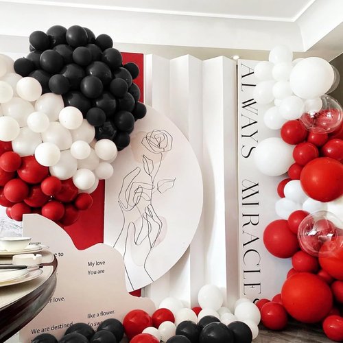 Matte Black & Red Balloons by [Brand Name] - 100 Pack 12-Inch Latex Balloons for Birthday & Graduation Decor