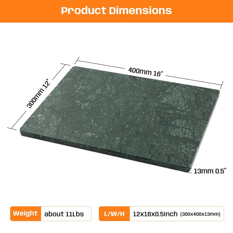 Adolif Green Marble Cutting Board 12x16 Inch, Marble Slab Pastry Board With Non-Slip Feet For Baking, Cheese, Charcuterie, Chocolate