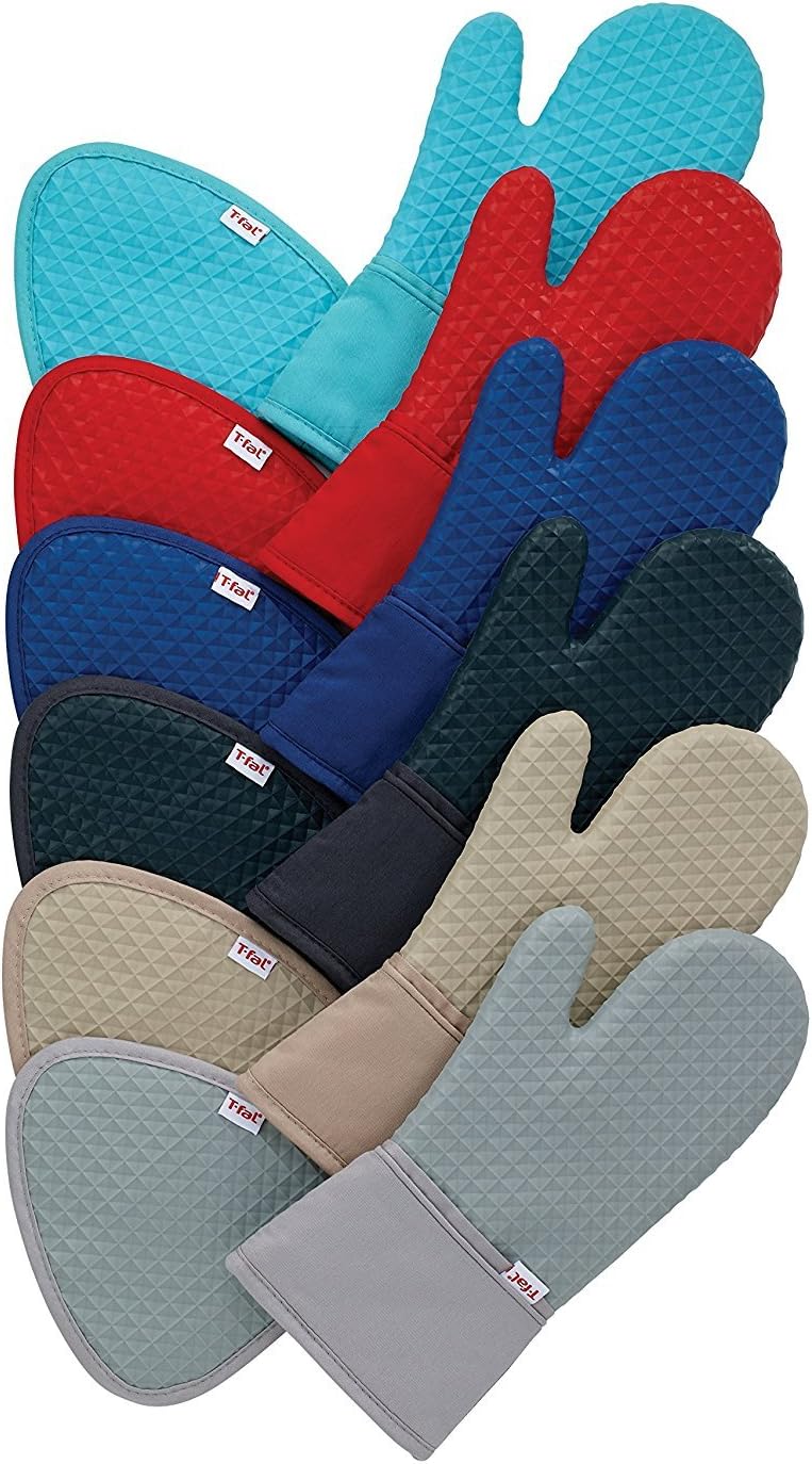 T-fal Silicone Oven Mitt Set - Softflex Non-Slip Grip, Heat Resistant | 13 x 7 Inches, Gray, 2 Pack