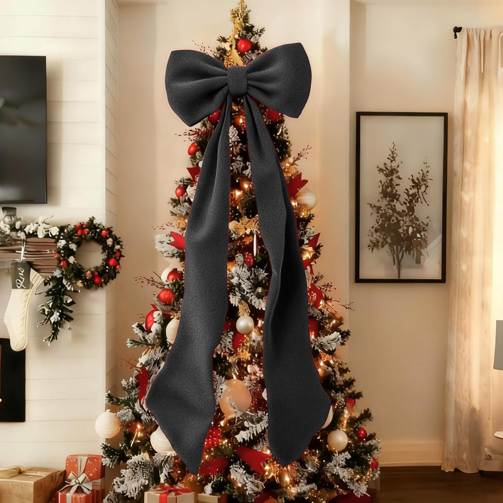 Skiennix Black Velvet Bow Decor - 50 x 20 Inches Large Party Decoration for Weddings & Birthdays