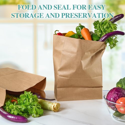 MUCHII 57 LB 50 Count Kraft Paper Bags, Large Brown Paper Grocery Bags for Storage, Shopping