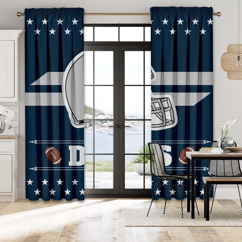YANGUMGUAN Dallas Curtains Football Themed Blackout Curtains for Bedroom Man Cave & Dallas Room Decor 72" W x 63" L Curtains
