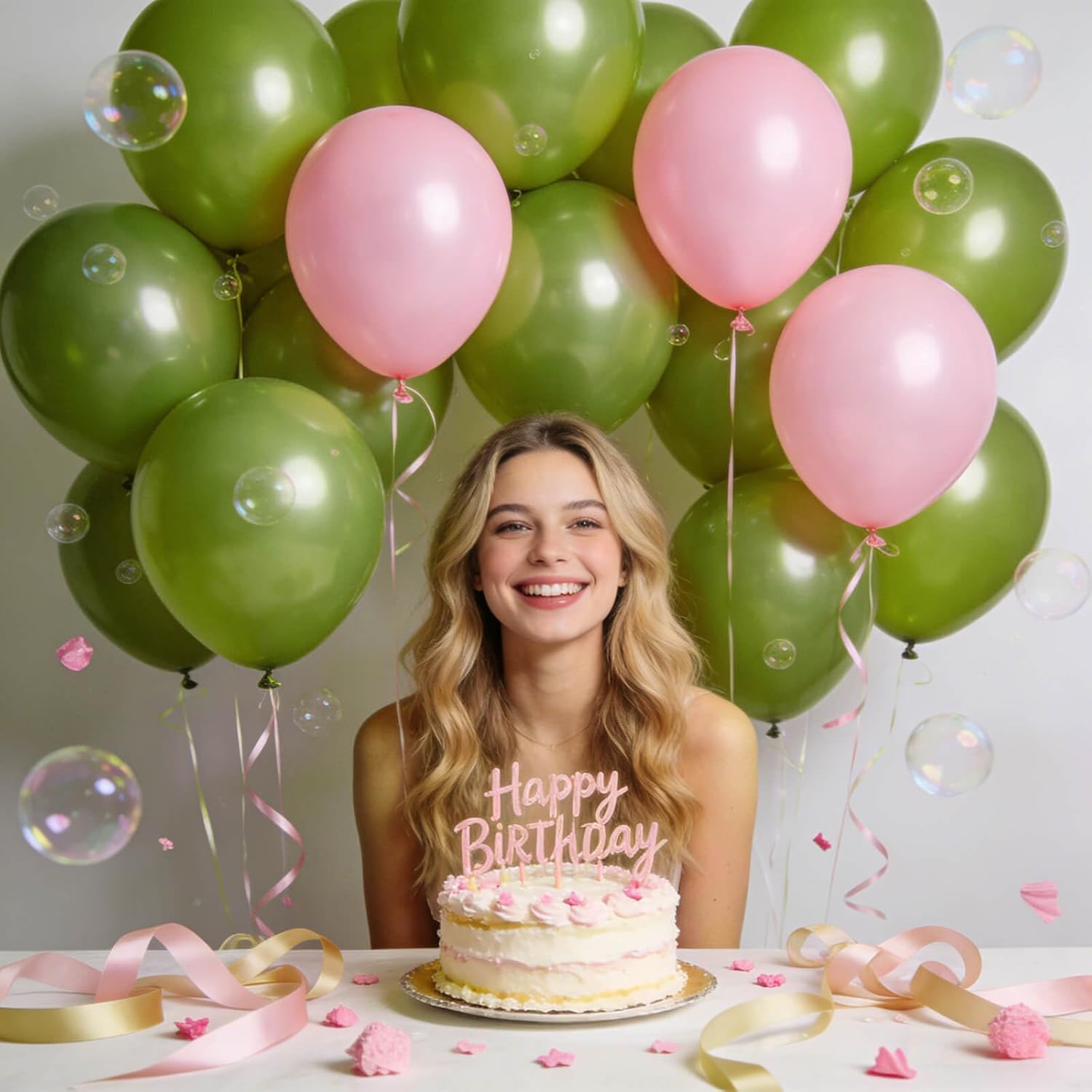 Olive Green Latex Balloons - 110pcs 12 Inch for Birthday Parties, Baby Showers & Weddings | Includes 2 Ribbons