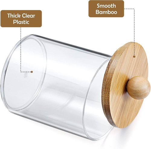 Bamboo Qtip Holders by [Brand Name] - 6-Pack Bathroom Storage for Cotton Balls, Swabs & Floss