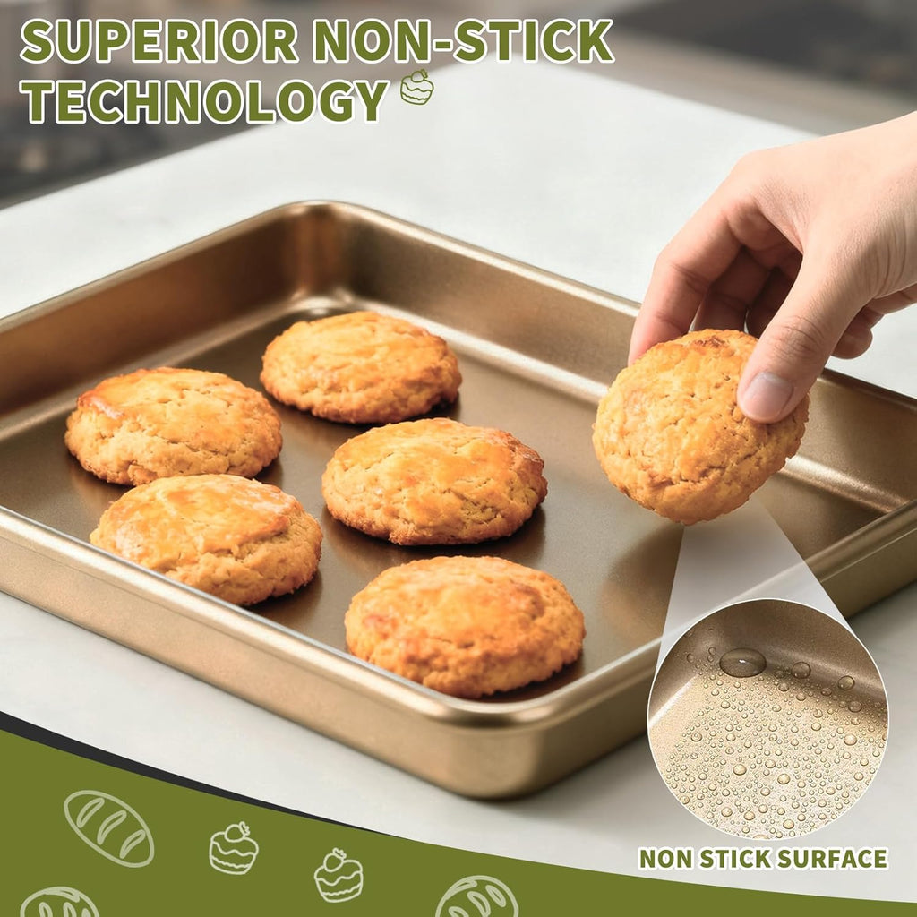 Oster Toaster Oven Replacement Trays - Non-Stick Carbon Steel Bakerware Set | 8.7" x 6.5" | 2 PCS