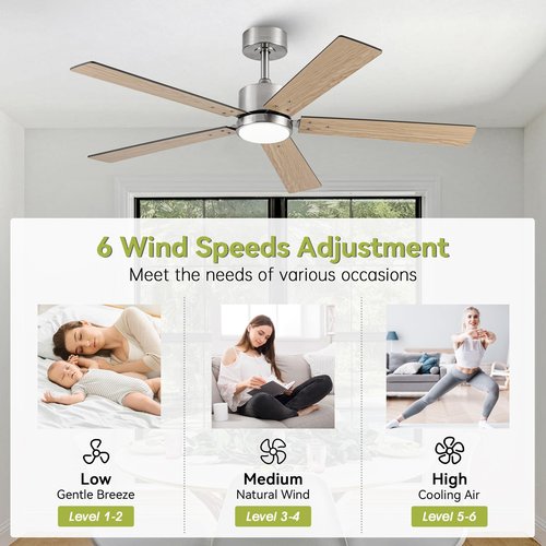 Vaczon Ceiling Fans with Lights and Remote 52 Inch Modern Ceiling Fan with Quiet Reversible DC Motor Timer Black Ceiling Fan for Bedroom Living Room Dining Room Easy Installation