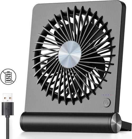 Koonie USB Fan - Ultra Quiet Small Desk Fan with 220° Tilt & 3 Adjustable Speeds | Black